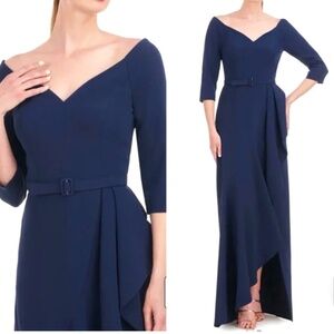 Kay Unger Isolde Column Gown Dark Midnight